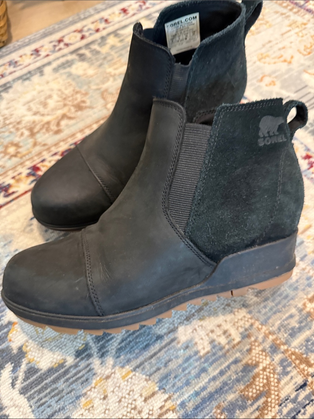 Sorel Black Suede & Leather Chelsea Ankle Boots